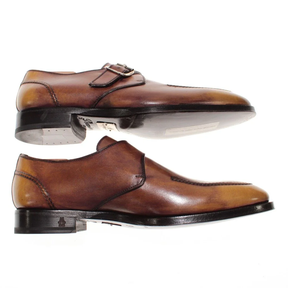Di Bianco NWD Single Monk Strap Dress Shoes Size 9 US in Brown Leather